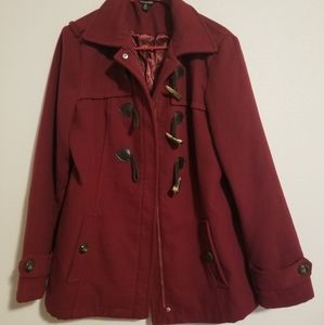 Burgundy womens whool coat